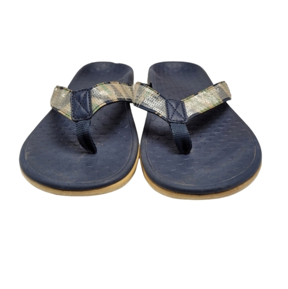 Vionic Tide ll Zebra Sequined Blue Flip Flop Thong Sandals - Picture 4 of 13